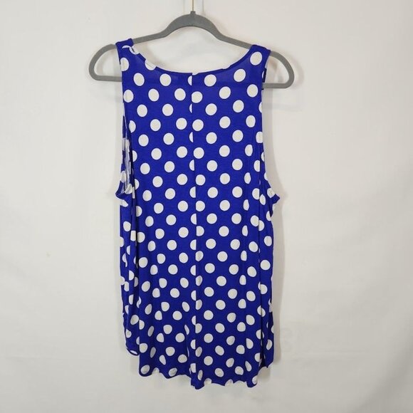 Shiela Rose Polka Dot‎ Scoop Neck Tank in Blue and WHite - Size 2X - Picture 3 of 8